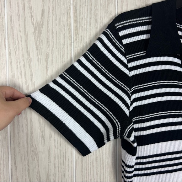 Ashley Stewart Black and White Stripped Ribbed Sweater Maxi Dress, 18/20 - Picture 4 of 8